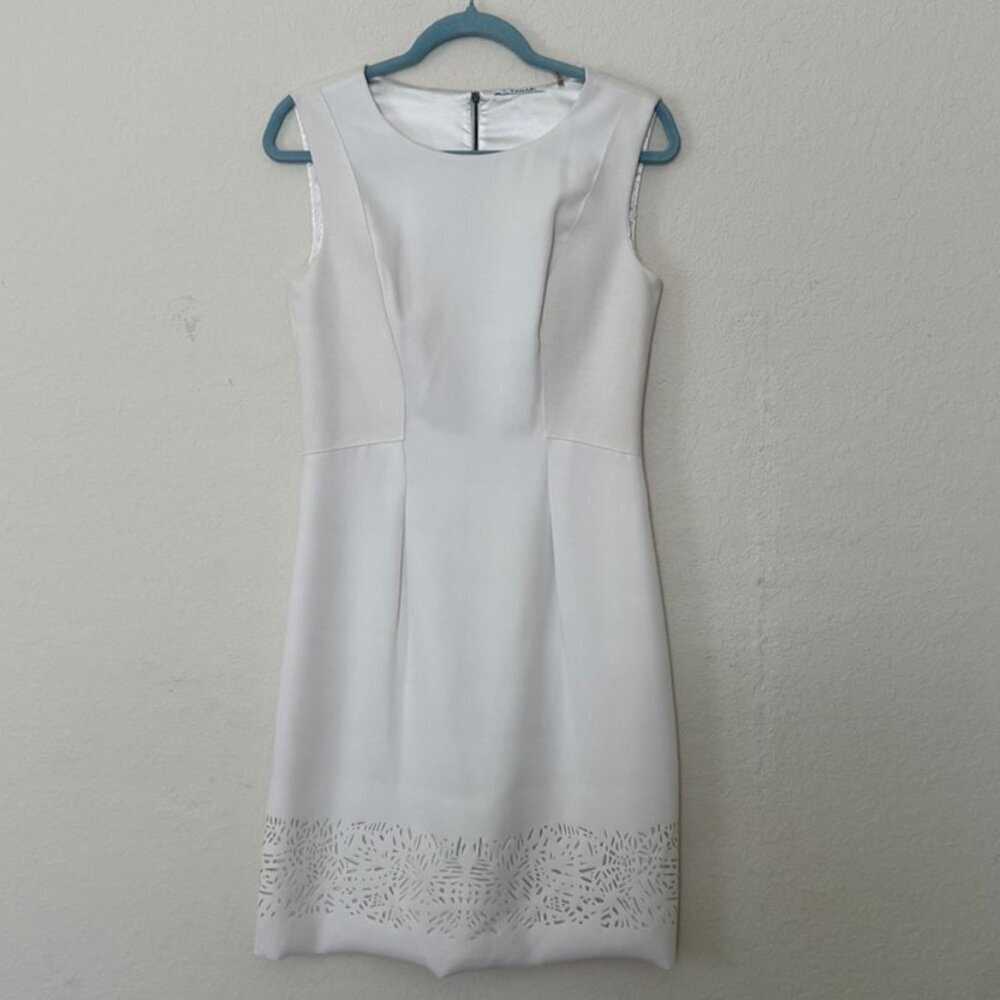 T.Tahari White sleeveless fitted dress with lace trim lined size 6 - Picture 10 of 14